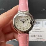 Ballon Bleu Cartier Swiss Quartz 33mm Replica Sunray Dial Pink Leather Band